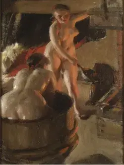 Jenter fra Dalarna har et bad - Anders Zorn - Plakat / 50x70