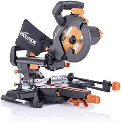 Evolution Power Tools R255SMS+ Compound Saw with Multi-Material Cutting, 45° Bevel, 50° Mitre, 300 mm Slide, 2000 W, 255 mm, 220-240 V, (3-Years Warranty) : Amazon.co.uk: DIY &amp; Tools