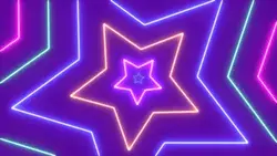 Free Motion Graphic Virtual Background 🌟 Bright Retro Neon Laser Star Pattern Sci-Fi VJ Loop