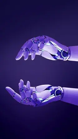 Download free image of Purple robot hand phone wallpaper, futuristic technology by Jubjang ab...