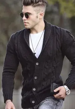 Men’s black knitted cardigan