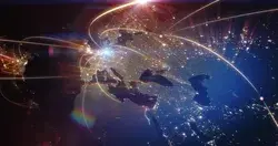 Global Network Digital Grid Over Stock Footage Video