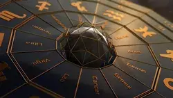 futuristic armillary close-up animation zodiac signs Stock Footage Video