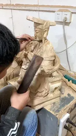 Mystical Xuan Tian Emperor: Divine Emperor Wood Sculpture
