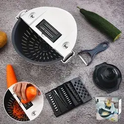 1 Set, Vegetable Slicer, Multifunctional Fruit Slicer, Manual Food Grater, Vegetable Grater, Cutter With Container And Hand Guard, Potato Grater, Household Potato Chopper, Kitchen Stuff, Kitchen Gadgets, Tools On And Clearance