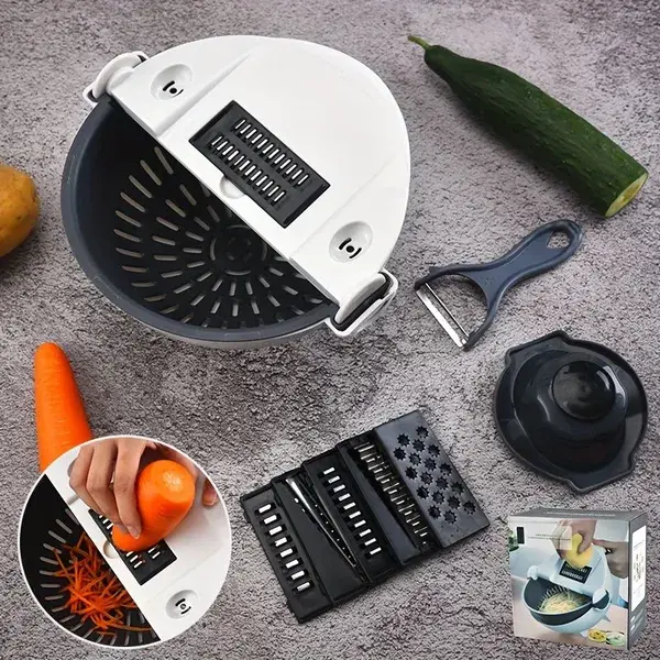 1 Set, Vegetable Slicer, Multifunctional Fruit Slicer, Manual Food Grater, Vegetable Grater, Cutter With Container And Hand Guard, Potato Grater, Household Potato Chopper, Kitchen Stuff, Kitchen Gadgets, Tools On And Clearance