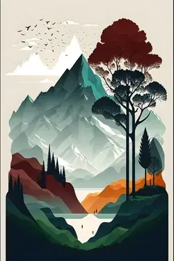 illustration of a Landscape art with beautiful colors made by ai