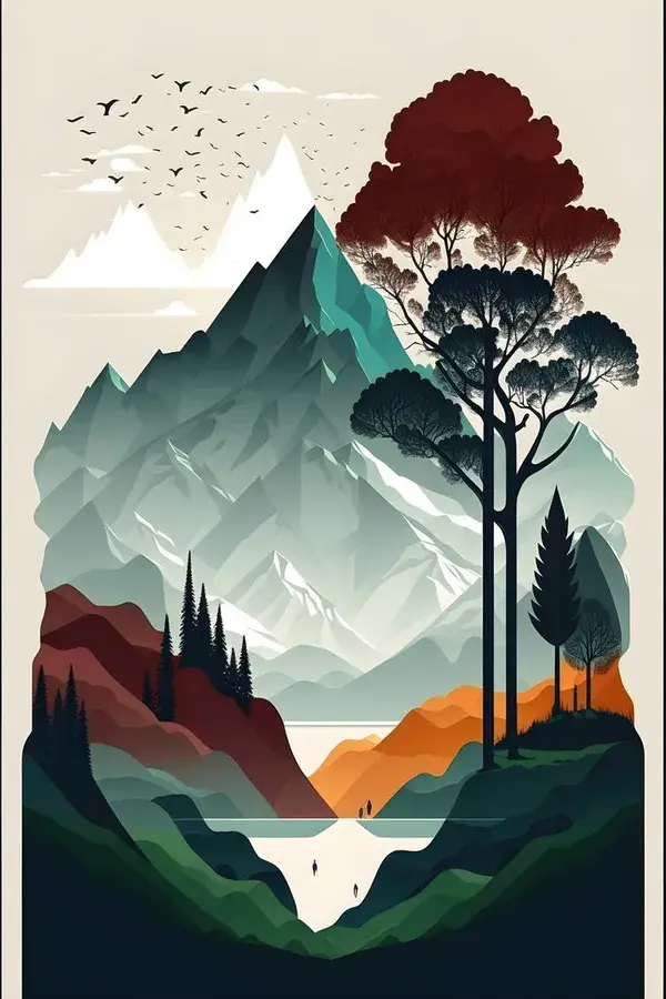 illustration of a Landscape art with beautiful colors made by ai