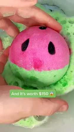 Watermelon Bath Bomb with a Surprise Inside