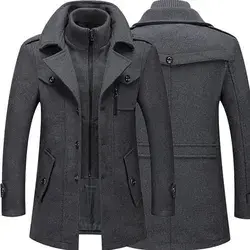 Trench Coat for Men Woolen Coat for Men Jackets for Men . Coat Double Collar Coat Cold-proof Jacket