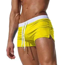 TONLEN Mens Swimwear Short Swim Trunks with Zipper Pockets Yellow 2 M : Amazon.co.uk: Fashion