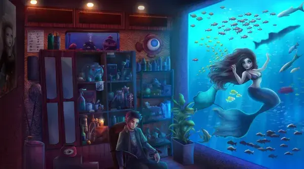 Workspaces/Fishtank Mermaid Illustration