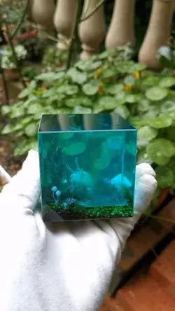 Patronus Resin Cube | Ocean Resin Diorama| Landscape Paperweight Decor | Resin Crystal Paperweight