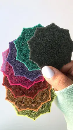 Rainbow mandalas sticker pack of 7 | Etsy