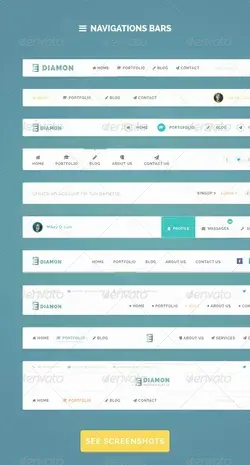 Diamon Flat Navigation Bars, Web Elements | GraphicRiver