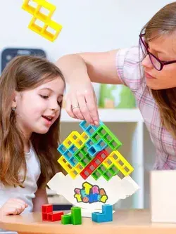 16pcs Boxed Jenga Blocks Building Blocks Balance Game Toys, Kid Toys, Brain Teaser Kids Toys, Parent-child Interaction Competitive Games, Toys For Boys Gift