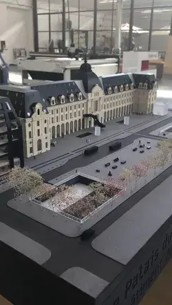 a 1:200 ONEOFF architectural model of Palais du Commerce in Rennes, France