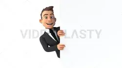 3D White Man Suit Sign Side