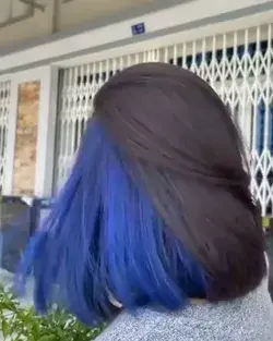 Smooth carribean blue with peek a boo hair color