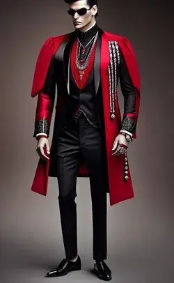 Red and black men's costume design