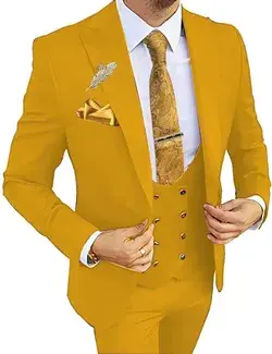 Double Breasted Men Suits 3 Piece Slim Fit Prom Tuxedos Suit Wedding Grooms Suits for Men Formal Blazer Vest Pants