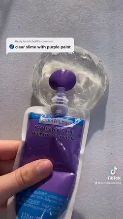 Clear slime with purple paint mixing