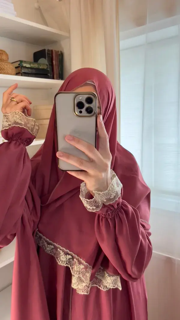 Prayer Dress, Prayer Clothes, Prayer Abaya, Prayer gown, Jilbab, Maxi Dress, Prayer Khimar, Salah dress, prayer outfit, Rose red Prayer dress muslim - With separate hijab