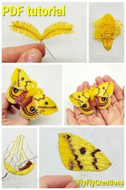 Saturnia moth DIY embroidery tutorial pattern