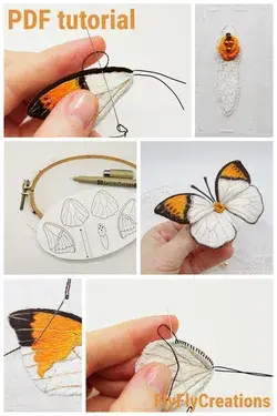 3D embroidered white butterfly pattern tutorial DIY