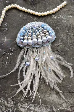 Jellyfish beaded brooch by ChiChicJewels