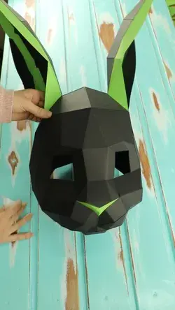 Hare mask, new beautiful model, PDF template DIY