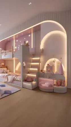 A dream kid's room interior design with an amazing bunk bed for children