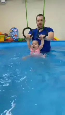 Our Own Cute Little Swimmer... Scared like a baby