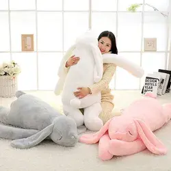Lovely Giant Animal 90cm 120cm Soft Cartoon Big Ear Bunny Plush Toy Rabbit Stuffed Pillow Girl Gift - Gray / 110cm