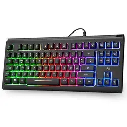 Rii RK104 Gaming Tastatur USB, 88 Tasten, Ergonomische Tastatur, Regenbogen beleuchtete Tastatur, 19