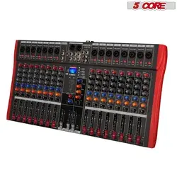 5 Core Audio Mixer DJ Equipment Digital Sound Board Karaoke XLR Mixers Professional 16 Channel Bluetooth USB w Effects for Recording Music Studio PC Podcast Instruments Consola De Sonido - MX 16CH