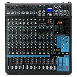 G-MARK MG16MP3 Professional 16 Channel Digital Bluetooth Phantom Power Sound Board Audio Mixing Console with 24 Bit SPX Effects & USB Soundcard, Black