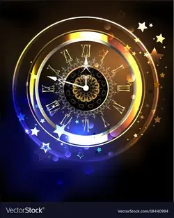 Luminous clock with stars Royalty Free Vector Image