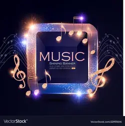 Music event shining banner with golden notes Vector Image