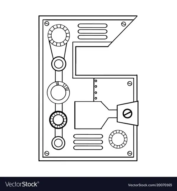 Mechanical number 6 engraving Royalty Free Vector Image