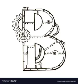Mechanical letter b engraving Royalty Free Vector Image