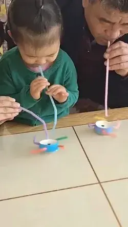 Easy DIY toy for kids - blow-spinning toy