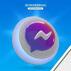 3d rendering glowing messenger social media icon