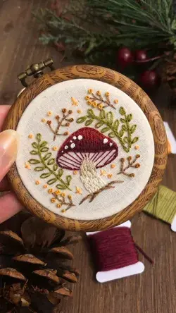 Mini Mushroom Embroidery available now on StardropCraftsCo Etsy