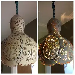 My paisley work.Aladdin Gourd Lamps