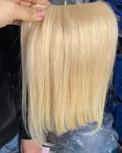 Blonde hair bangs