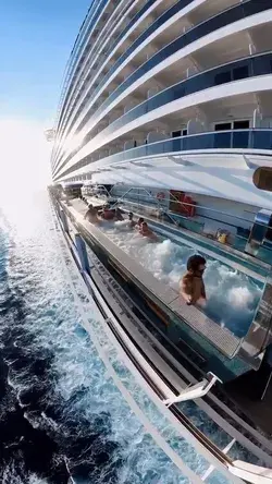 Enjoying his jacuzzi on the cruise ship