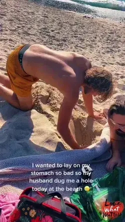 Pregnant Woman Wants To Lay On Her Stomach At The Beach