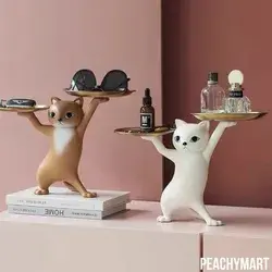 Cute Posing Cat Living Room Figurine Decor Plate 🍑✨