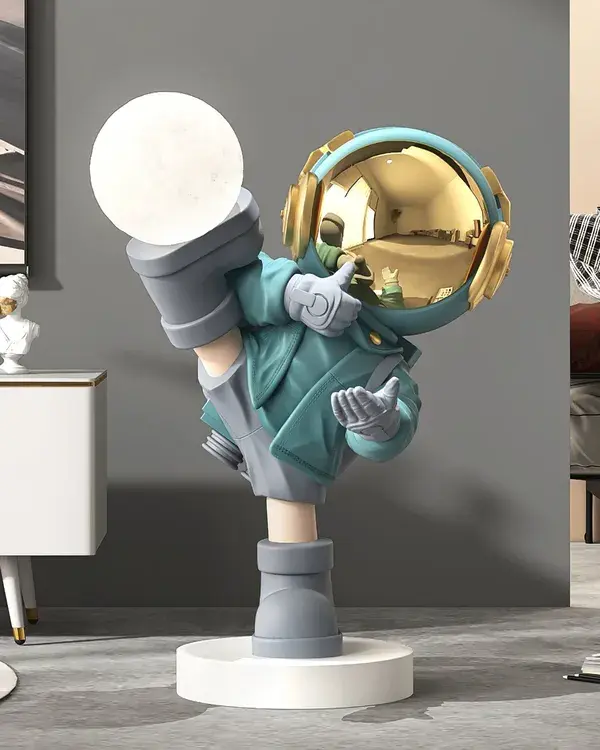 Effort Astronaut Built-in Battery Floor Lamp - ∅ 19.6″ x H 27.5″/ Dia 50cm x H 70cm / Gold / Touch